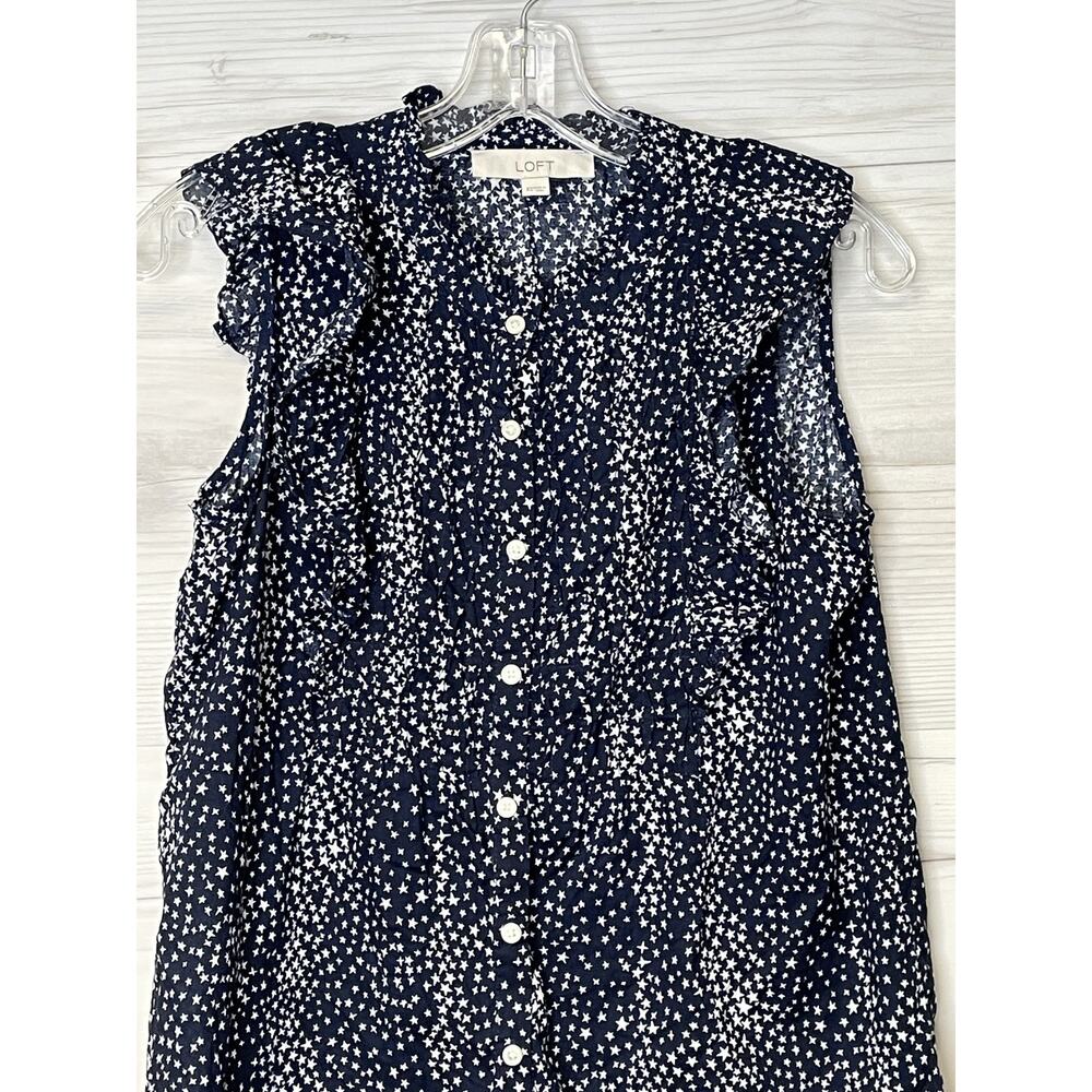 LOFT Shirt‎ Womens XS Star Print Button Front Sleeveless Top - Picture 2 of 8